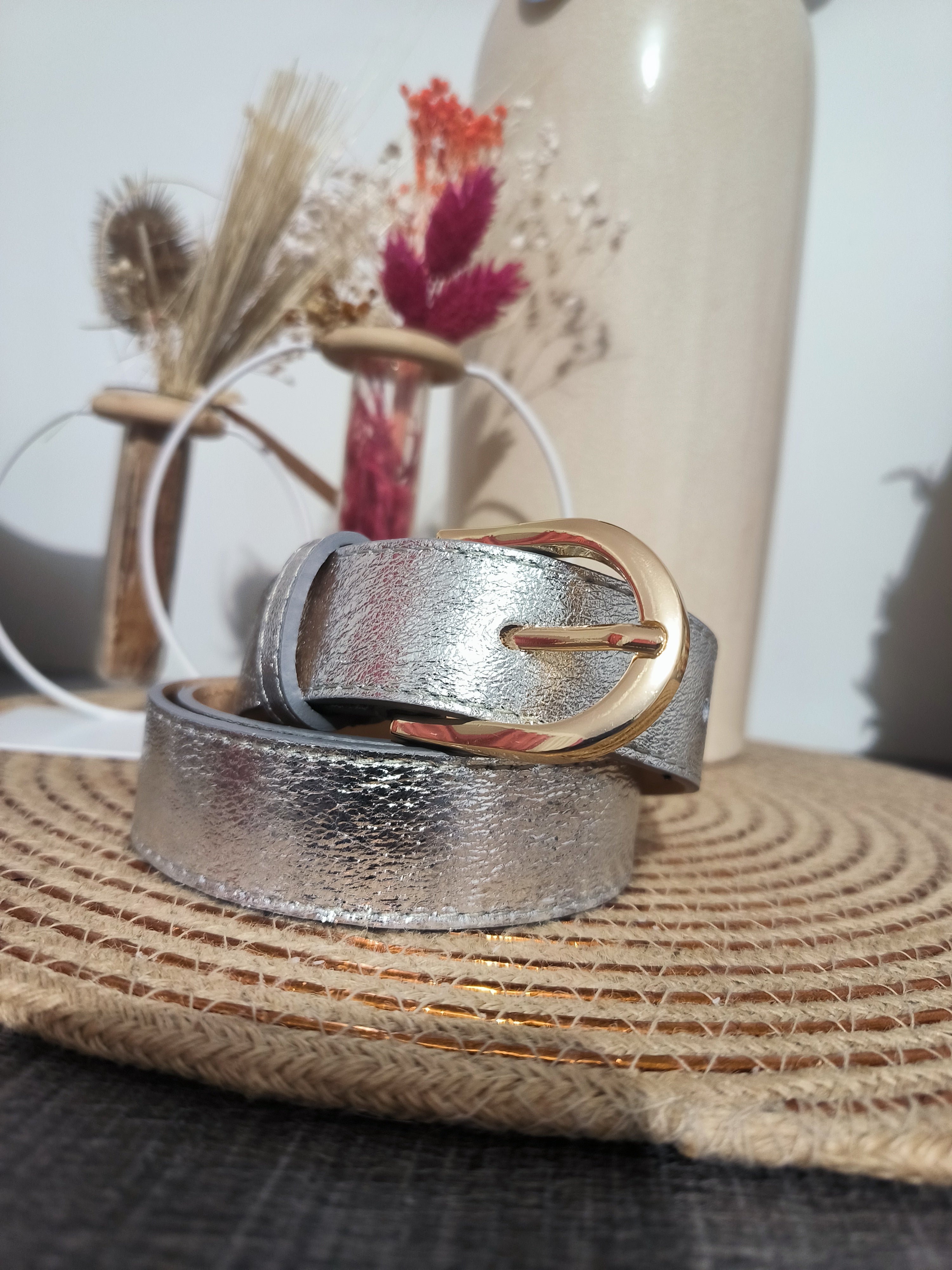 Ceinture cuir AXIS - Or Argent